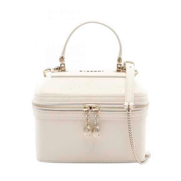 BVLGARI White Leather Vanity Bag - Picture 1 of 8